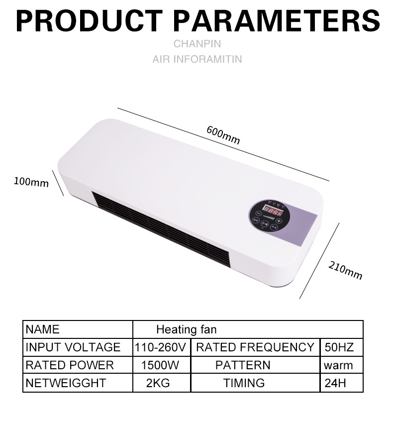 PTC USB Electric Heater Fan Winter Warmer Portable Home Room Tower 1200W