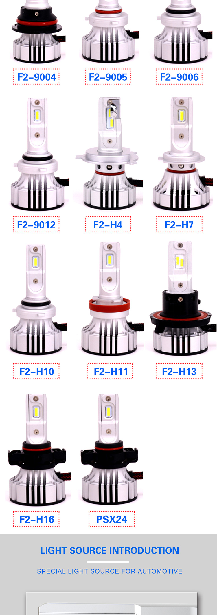 Etclite F2 Wholesale Dual Color 8000 Lumen Mini Car LED Headlight Bulbs