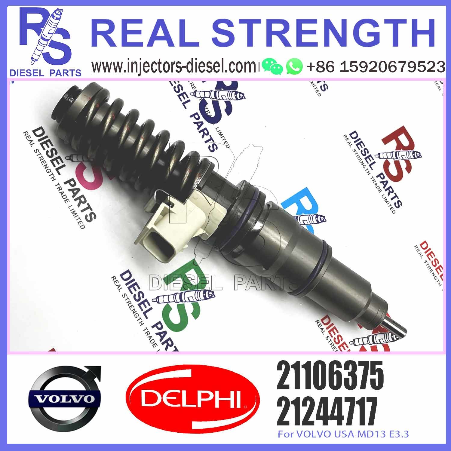 4 PINS Fuel Common Rail Injector 21106375 for V-O-L-V MD13 US07 with 10 MM BORE L280TBE