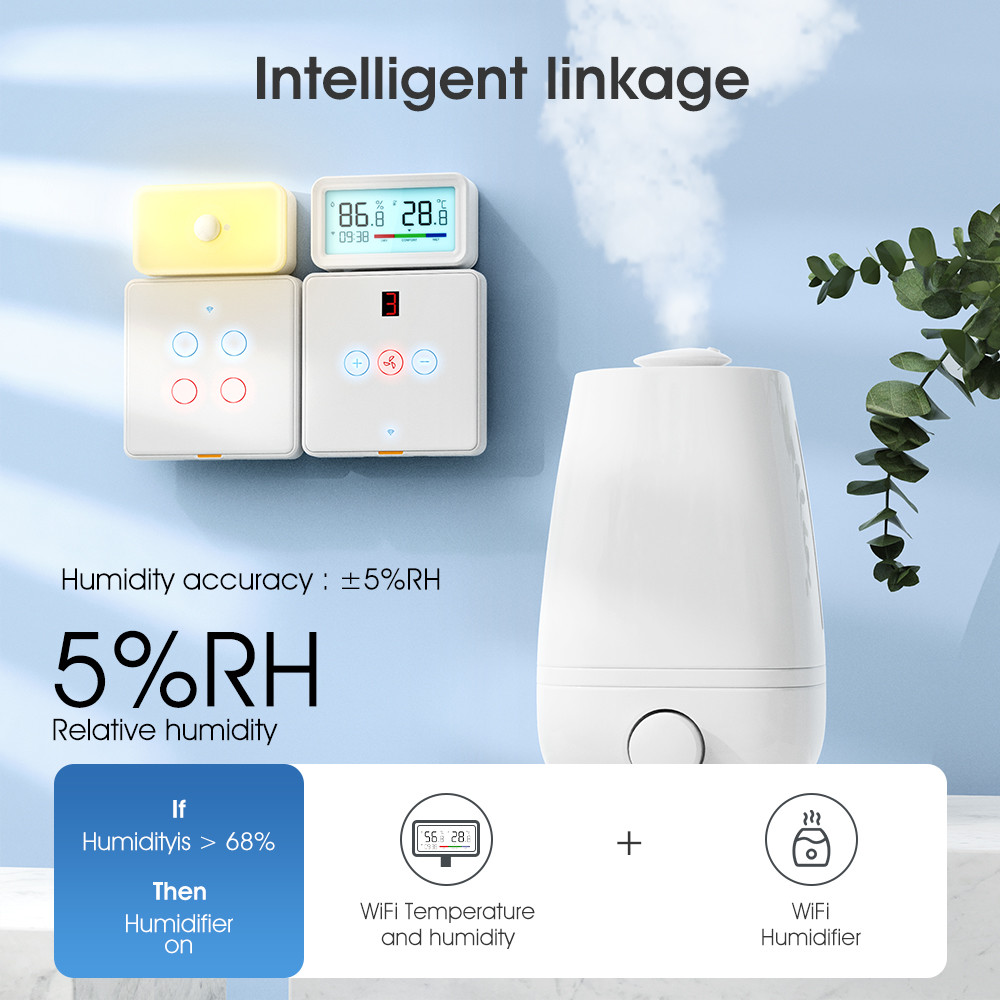 Tuya ZigBee Wireless Hygrometer and Thermometer Sensor – Remote Monitoring, App Control, Alexa & Google Home Compatible