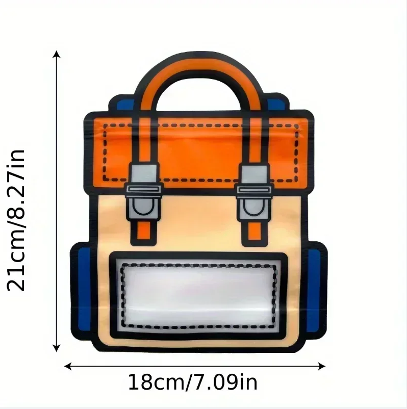 Customizable and Fun Transparent Cartoon Reusable Backpack Shaped Zipper Plastic Gift Bag
