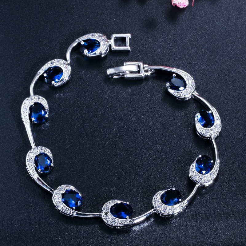 Lovely Women Four Round Bracelet Red CZ Stone Bracelet Setting Crystal Fashion Tennis Bracelet for Wedding Gift