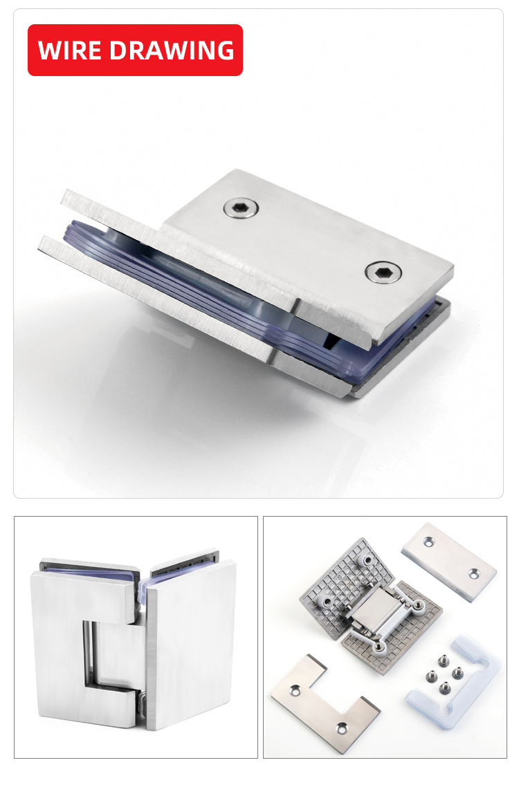 135 Degree Shower Screen Hinge with Square Glass Design and Self-Closing Function