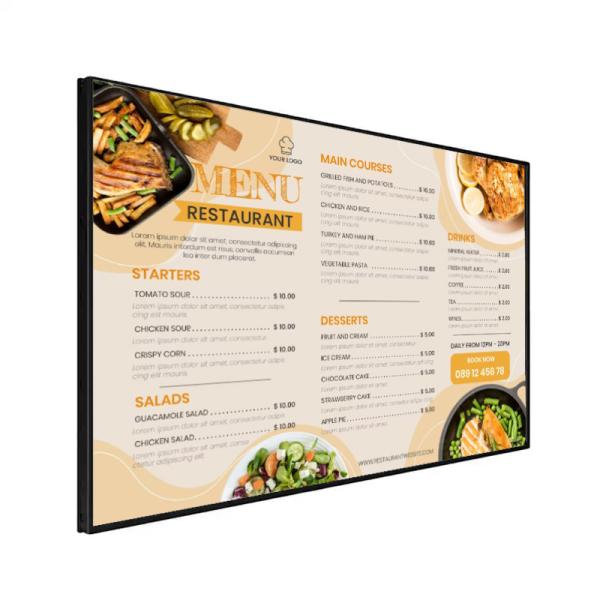 Indoor LCD Advertising Display Digital Signage Player For Restaurant Digital