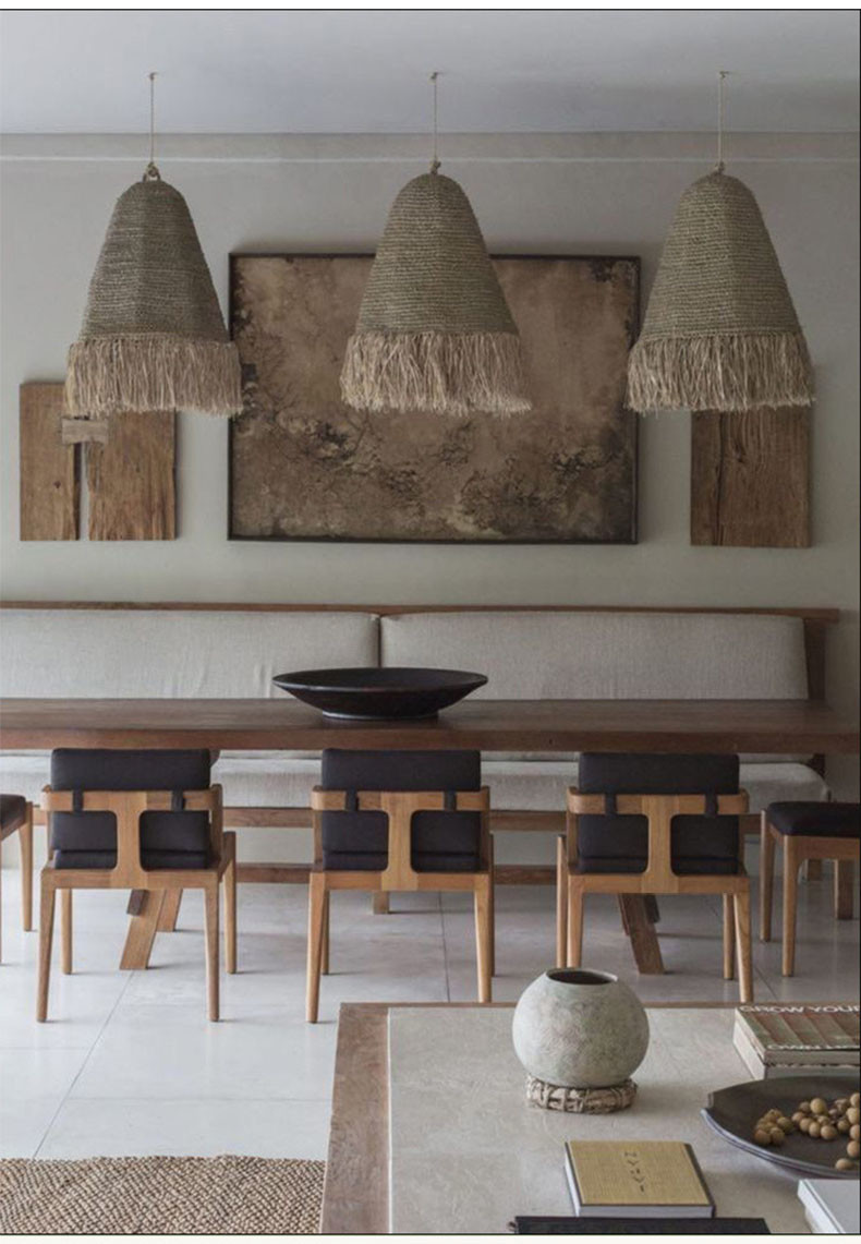 Retro Wabi Sabi Rattan Pendant Light B&B Restaurant Bar Cafe Dining Room Decor Chandelier（WH-AP-592)