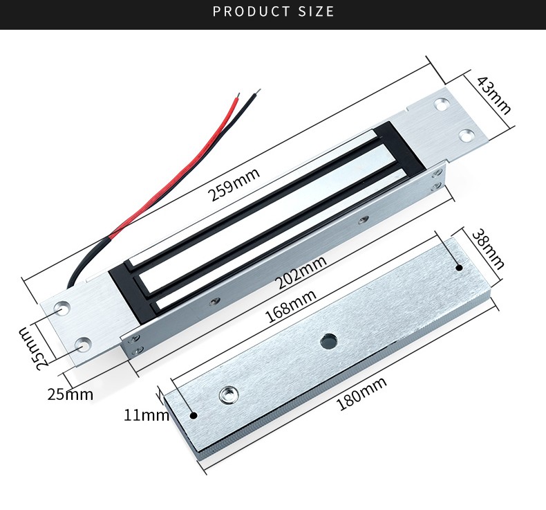 280 KG 600 LBS Electric Magnetic Lock Access Control System Embedded Installation