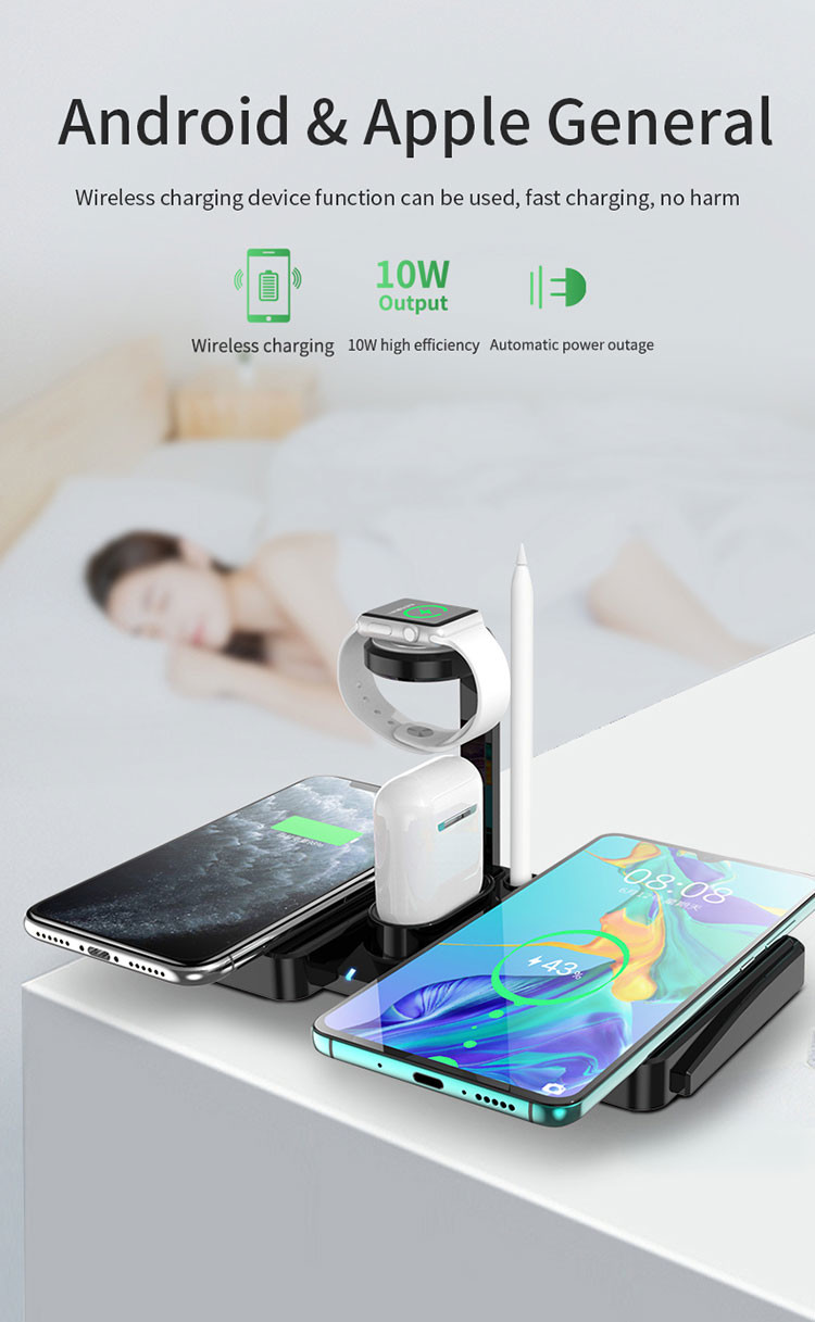 Multipurpose 6 In 1 Wireless Charger Dock Station Phones For Airpords