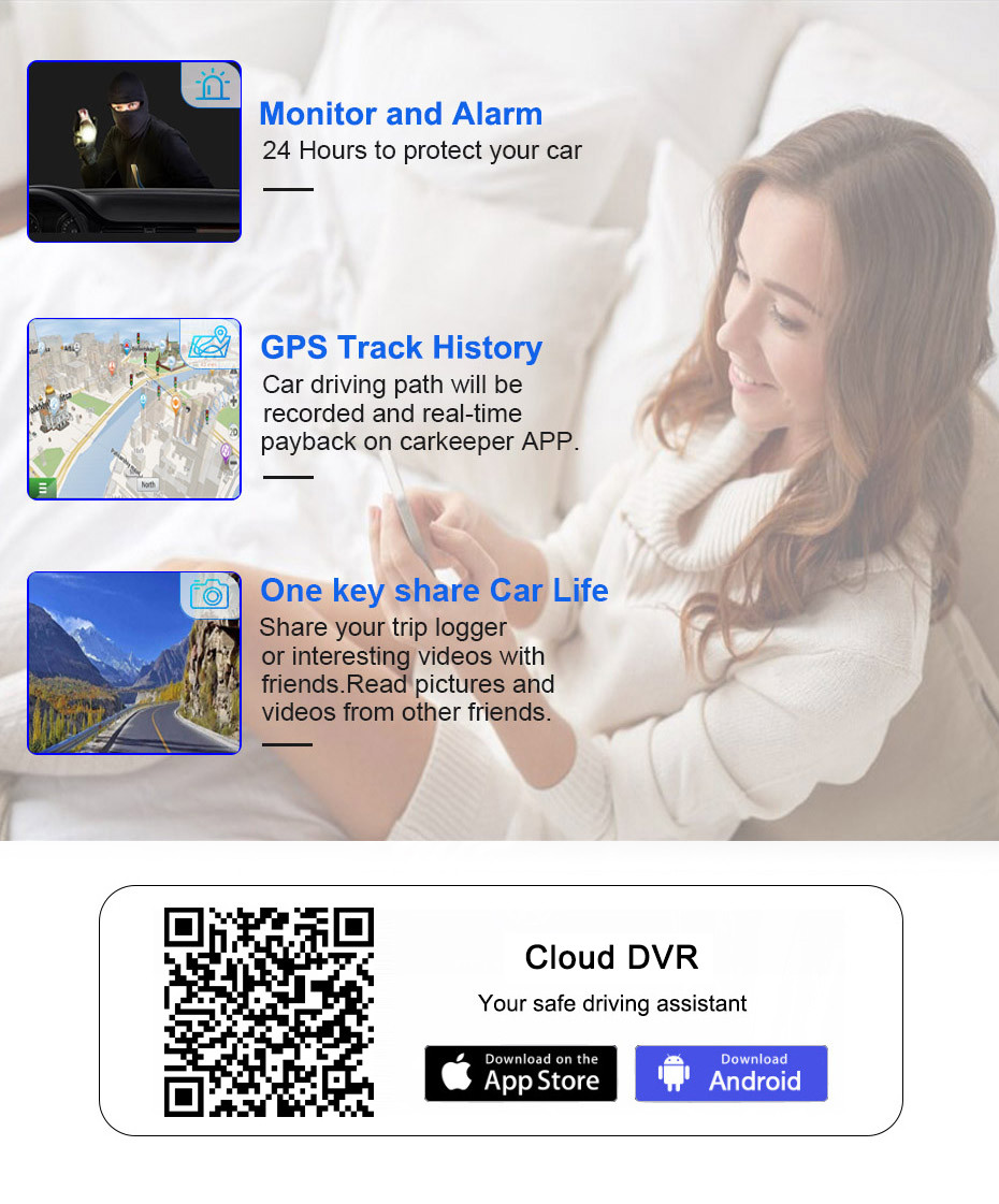 ODM FHD 4G WiFi Touch Dual Lens Video Car DVR 1080P Driving Recorder GPS Tracking