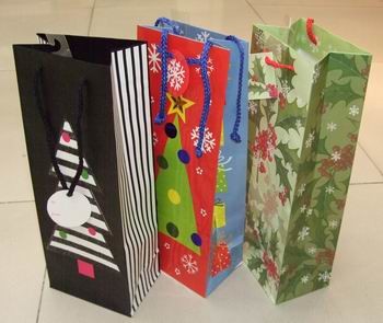 Customized Christmas gift bags paper bags general square bottom portable artpaper gift packaging paper bag