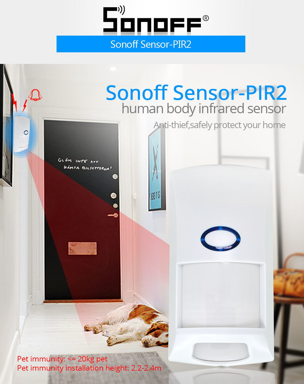 Sonoff Pir2 Smart Motion Sensor Detector 433 mhz Wifi Wireless Alarm Security System For Smart Home
