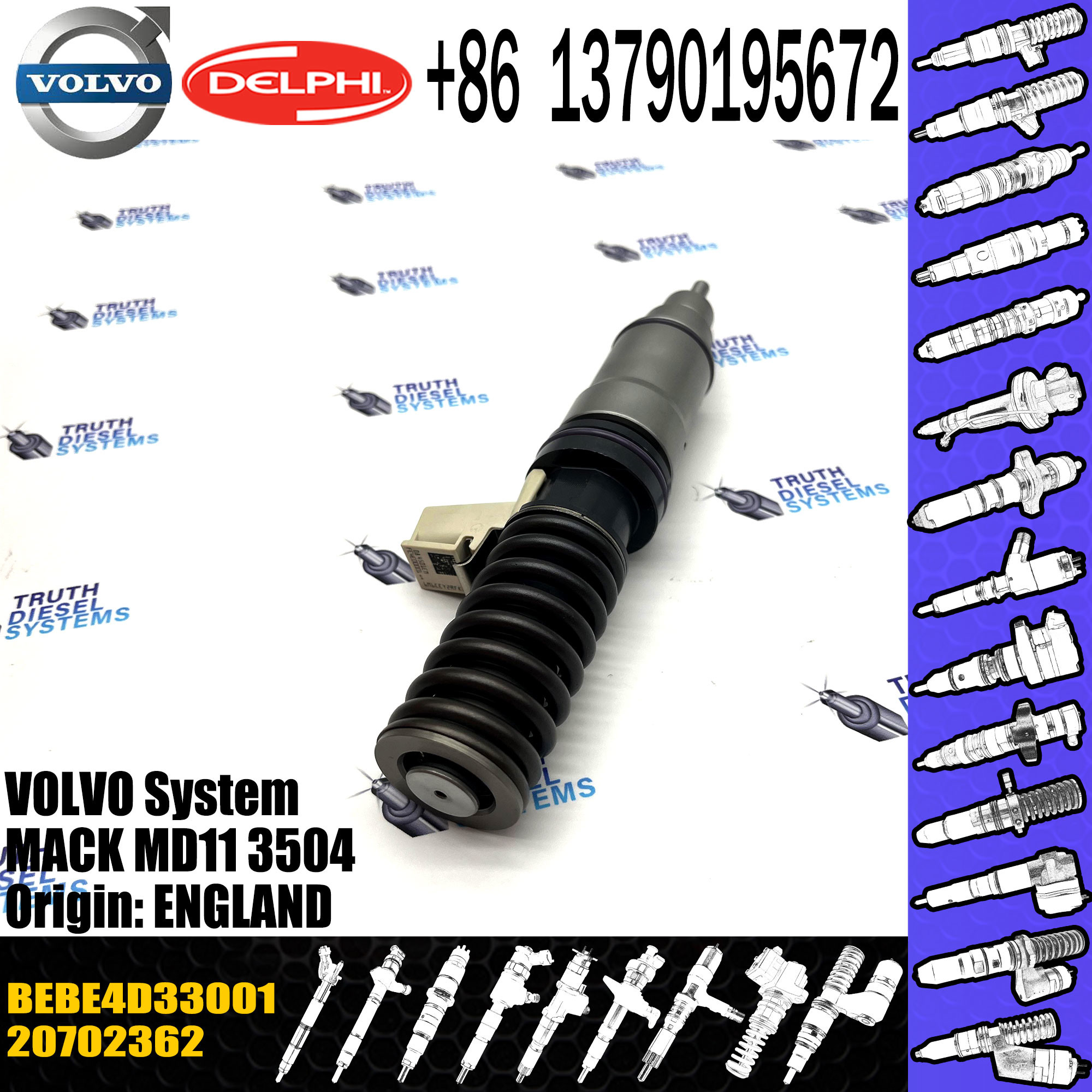 original Diesel Fuel Injector 20702362 BEBE4D09001 BEBE4D33001 E3.18 for VOL / TRUCK
