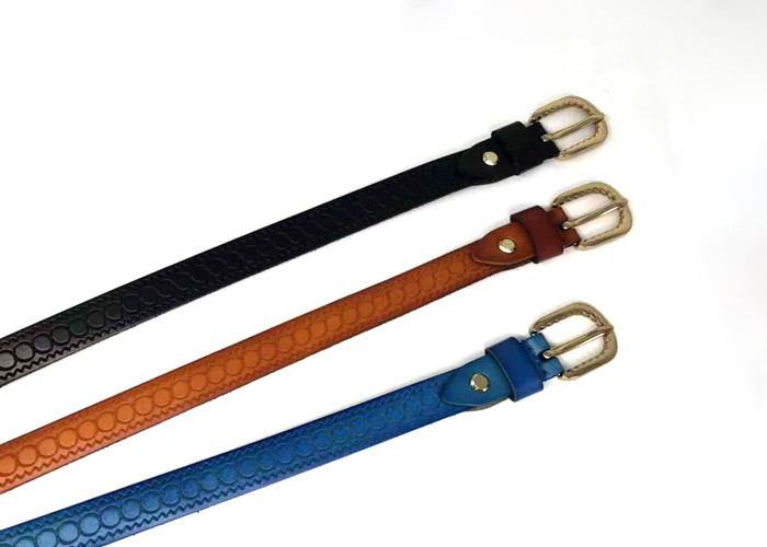 ODM 18mm Width Embossed Pattern Womens Skinny Belts For Jeans