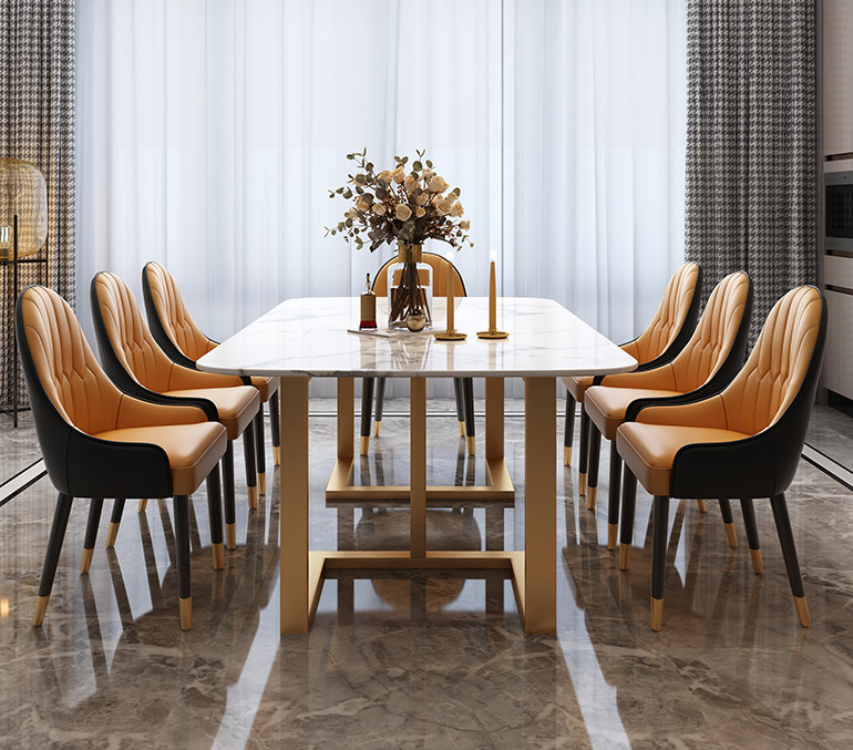 Marble Top Hotel Dining Table Fireproof