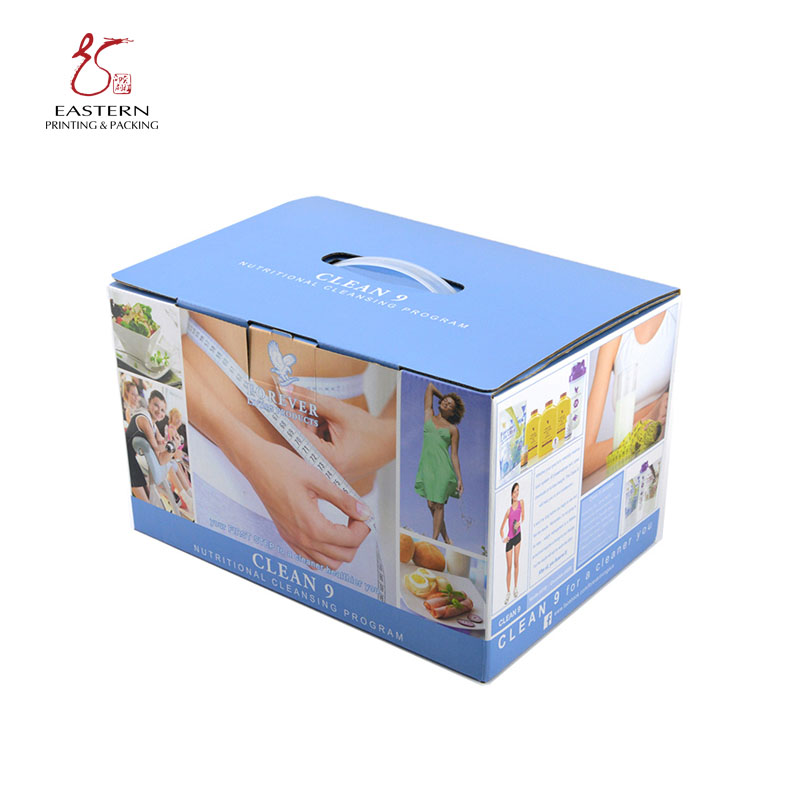 Embossing Corrugated Cardboard Packaging 4C Custom Carrying Box With Handle