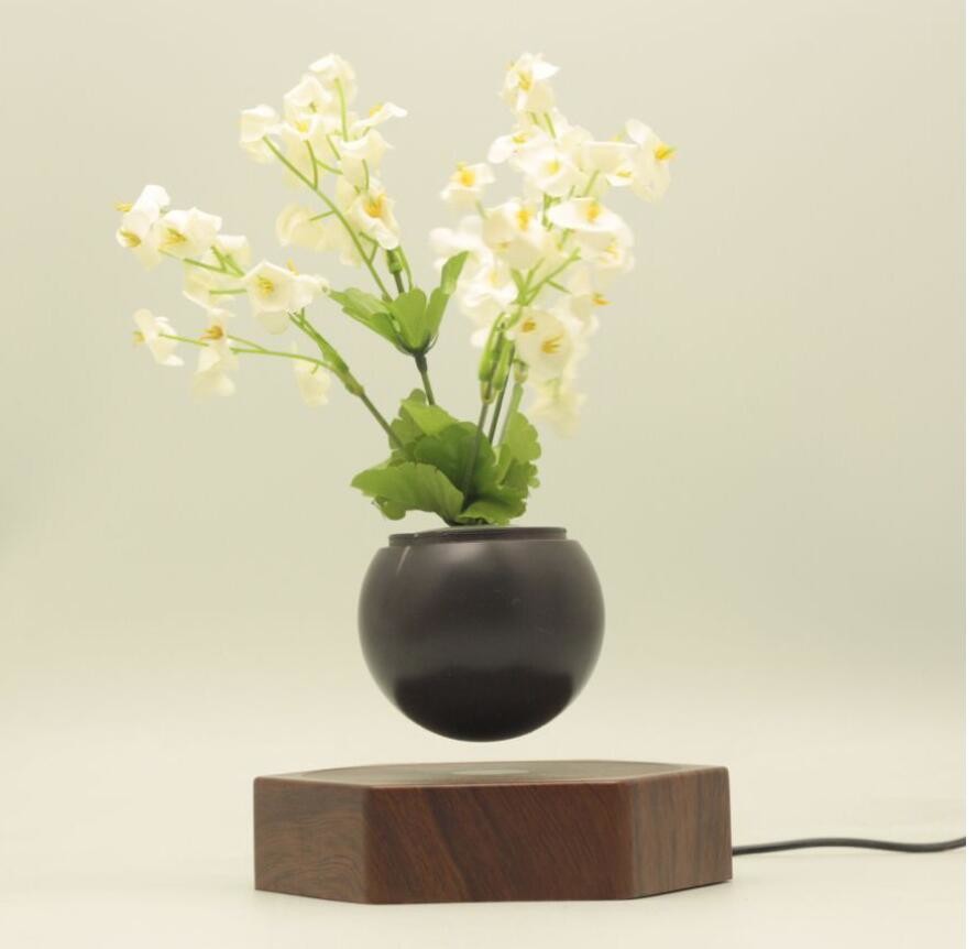 wooden base creative magnetic levitation floating air bonsai plant tree flowerpotted for gift