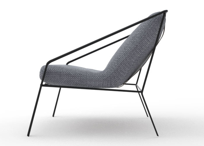 Gray Living Room Modern Accent Chairs With Metal Leg And Linen Upholstery Seat