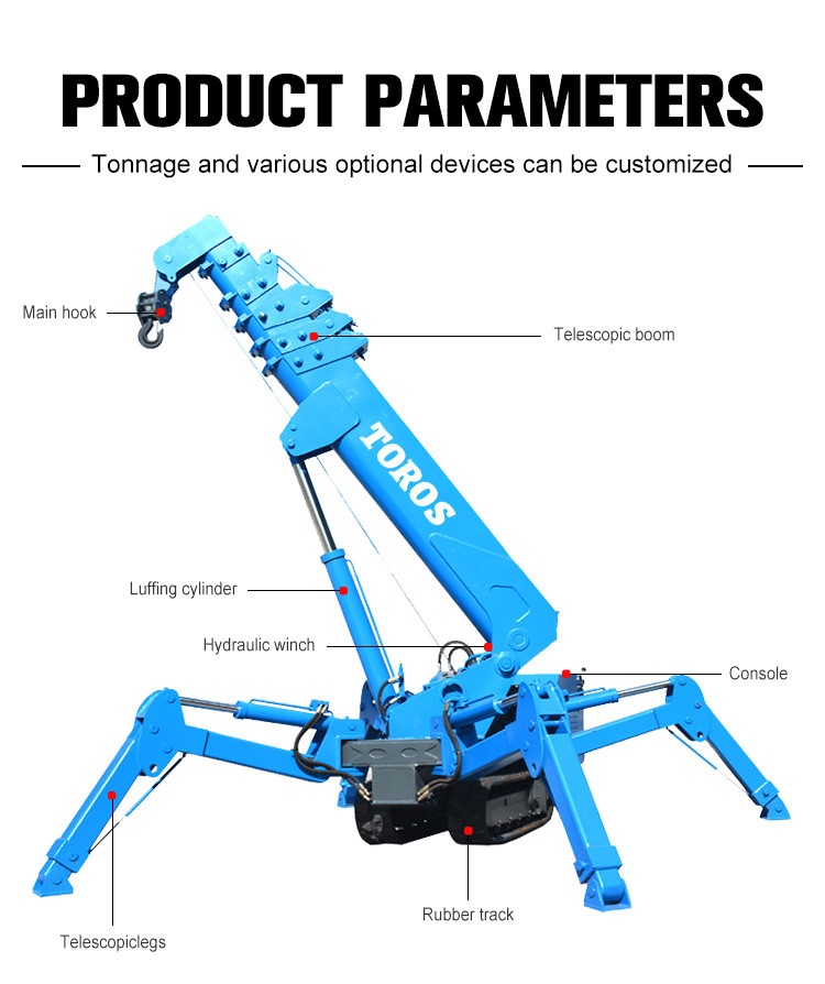 Heavy Duty Powerful Hydraulic Spider Crane Industrial Use Weight 8ton