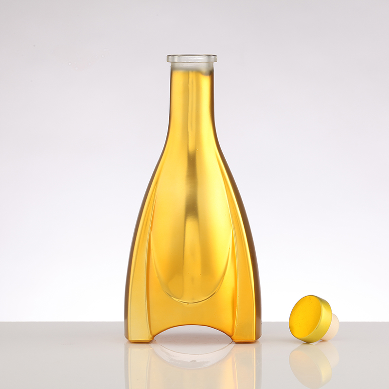 Aluminum Plastic PP Collar Electroplate 500ml 700ml 750ml Vodka Glass Bottle for Liquor