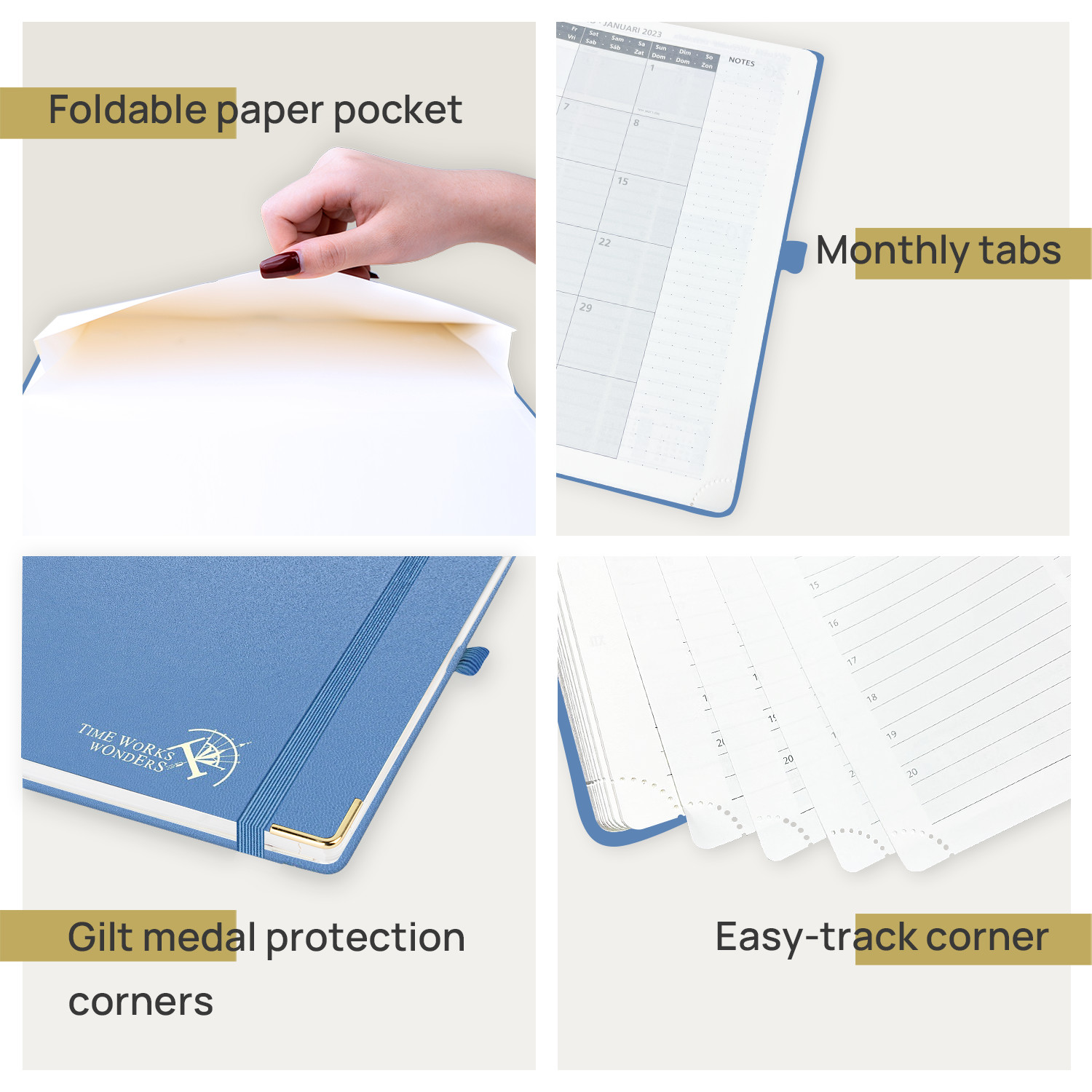 Two-Page Weekly Planner For The 12 Months July 2023 - June 2023 In Light Blue