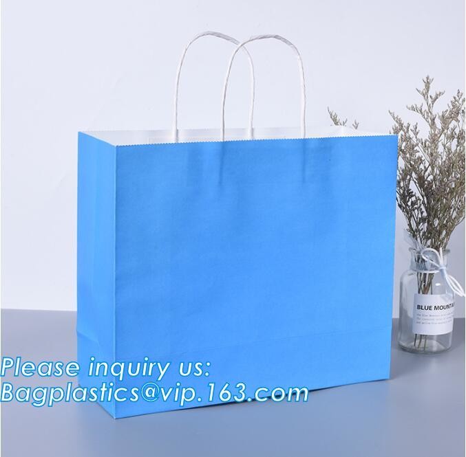 Custom Printed Accept Wholesale Stock White Brown Kraft Paper Shopping Bag With Handle No Minimum, carrier handle bags