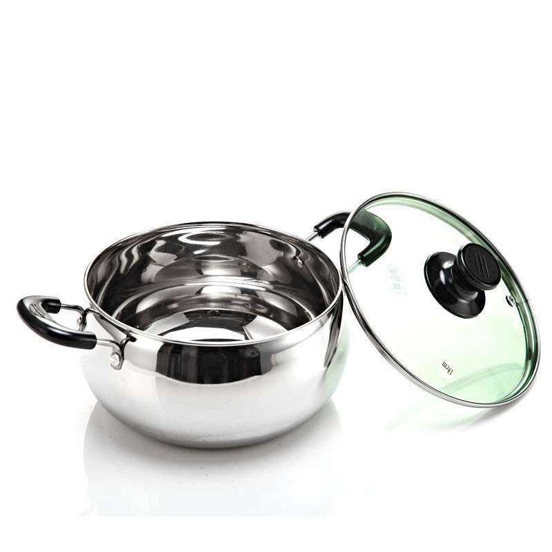 Home Kitchen Stainless Steel Cooking Pot With Tempered Clear Glass Lid