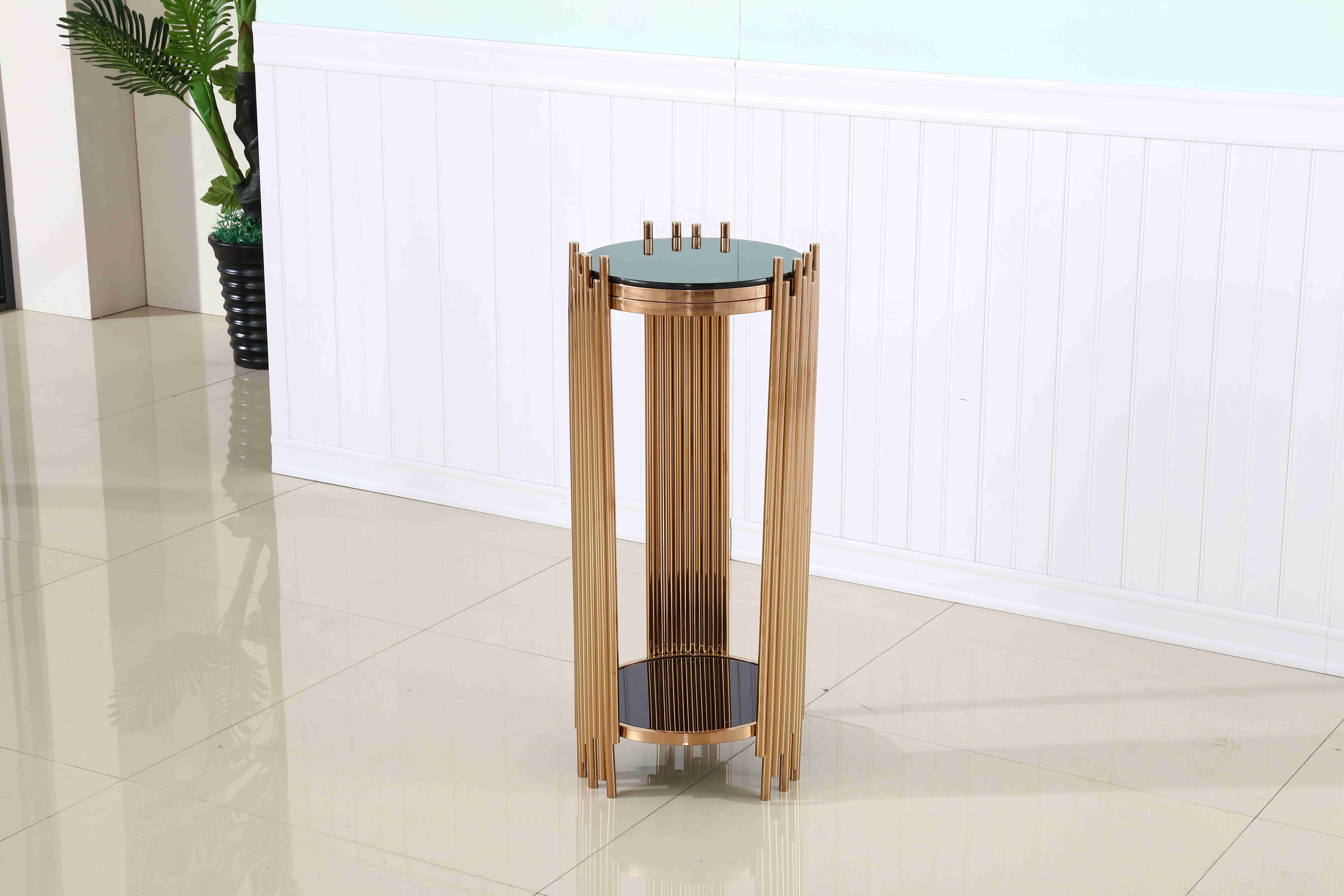 Modern Side End Table 3 Sets Wine Rack Cabinet With Gold Stainless Steel Base Flower Stand