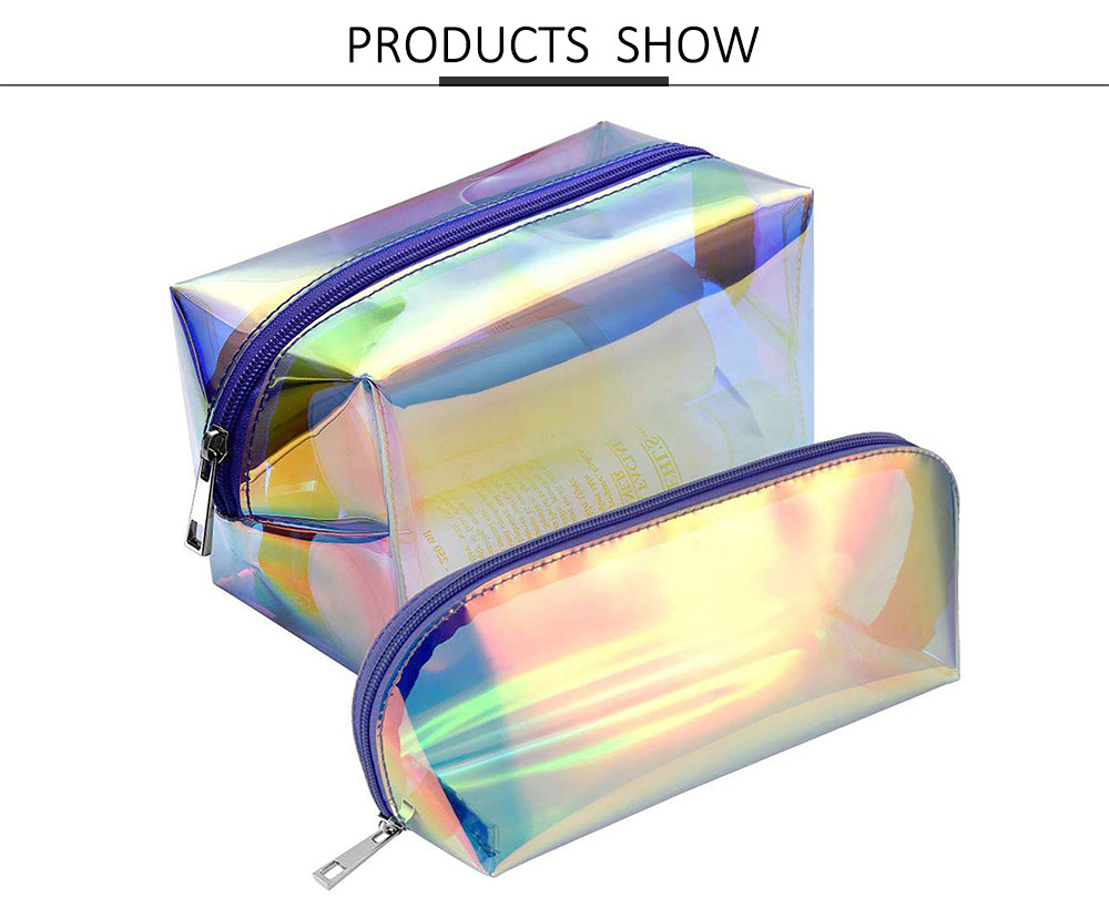 F Color 2 Pack PVC Cosmetic Toiletry Bag For Women