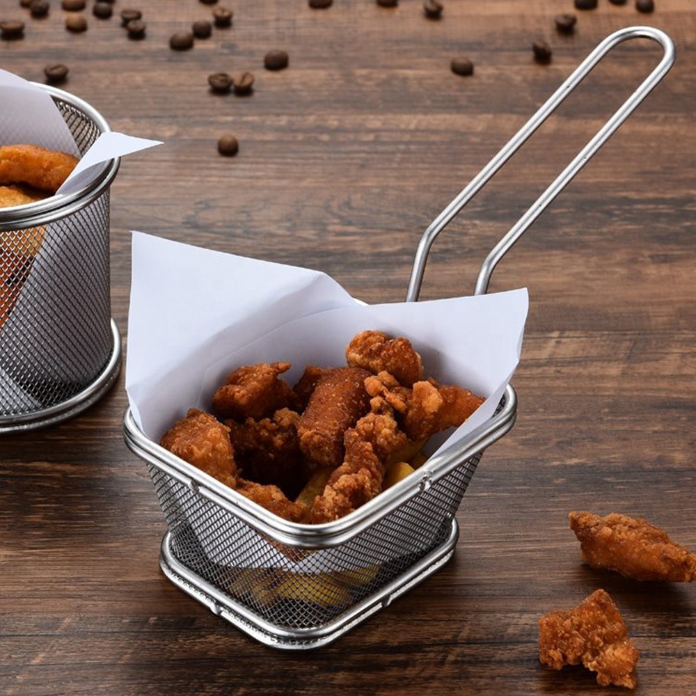 Customized 316 Stainless Steel Wire Mesh Baskets / Square Fry Basket