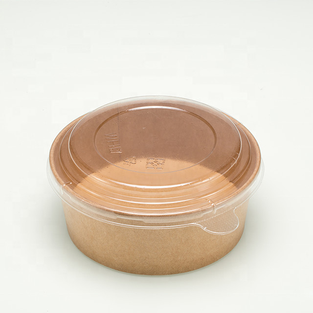 500ml To 1300ml Cardboard Takeaway Boxes Kraft Paper Salad Bowls With Anti Fog Lid