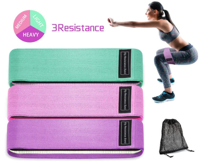 Slipfree 86*8cm Workout Fabric Resistance Bands Hip Loop 3pcs