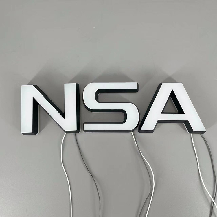Backlit Letters on the Front of the Door Sign Acrylic Metal Backlit Characters 3D LED Billboard Logo