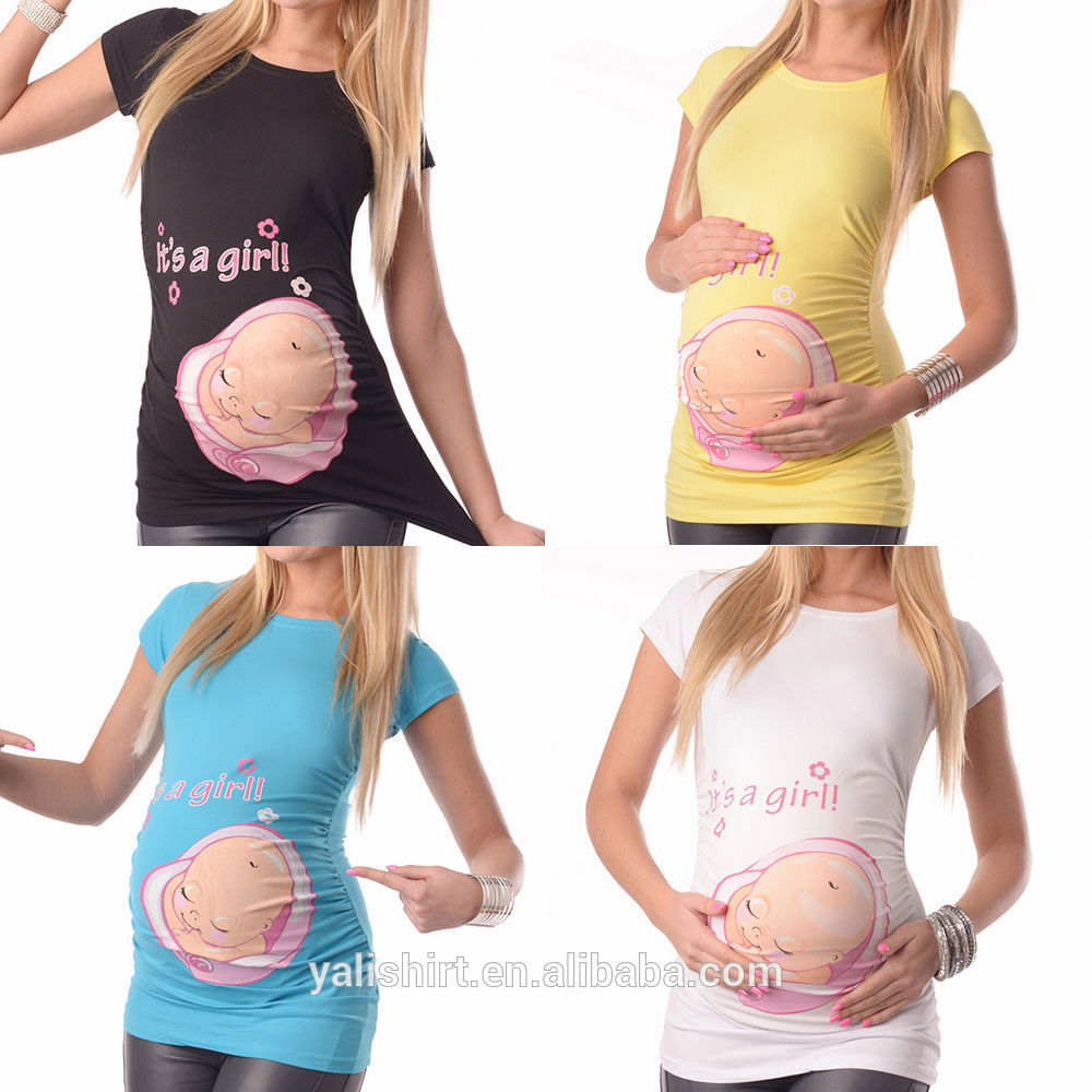 China custom made screen printed funny high quality summer short sleeves t-shirt maternity clothes manufacturers
