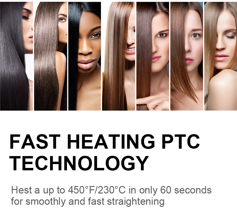 Mini Infrared Titanium Flat Iron Wide Plate Fast PTC Heating