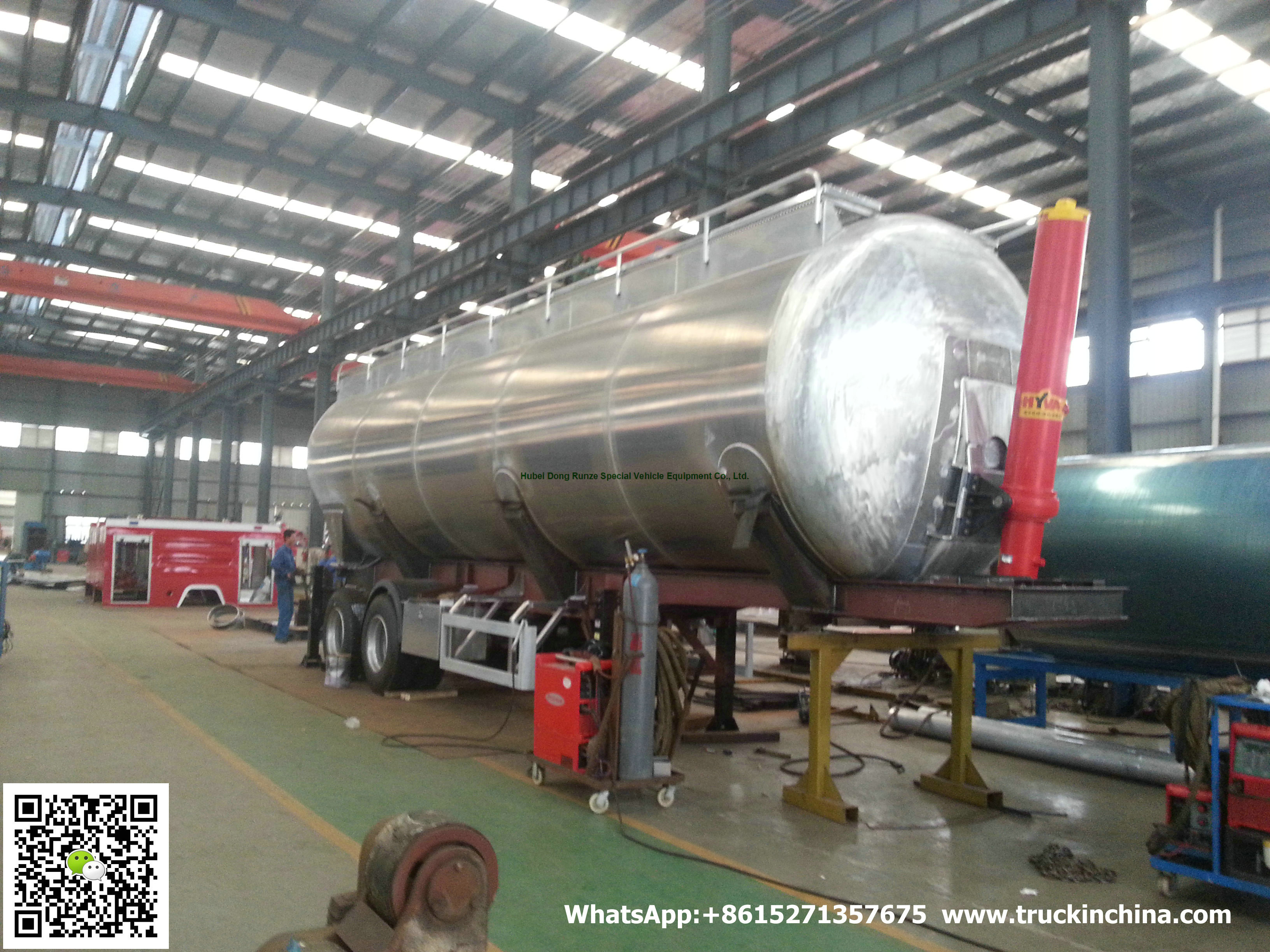 Aluminum Alloy Wheat Flour Bulk Tanker with Tipping Hydraulic Cylinder (6000USG-10000USG ）whApp:+8615271357675