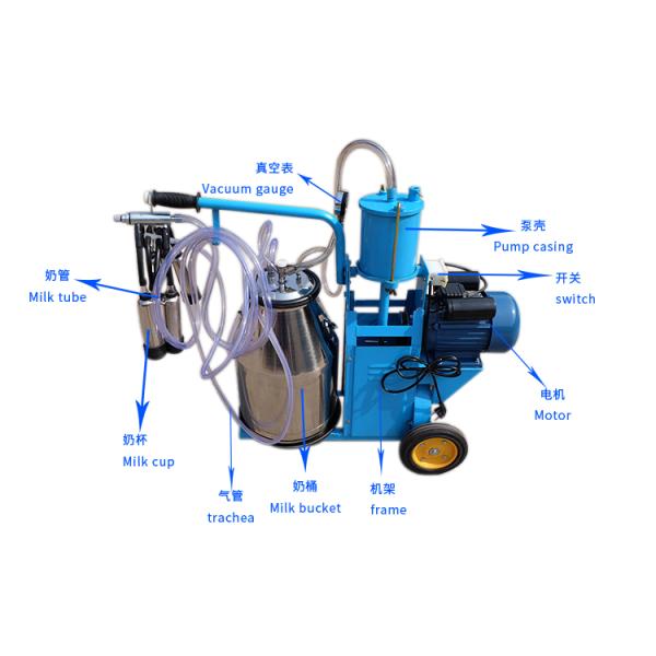 50kpa 64 Beats/Min Cow Milking Machine Mobile Piston Type