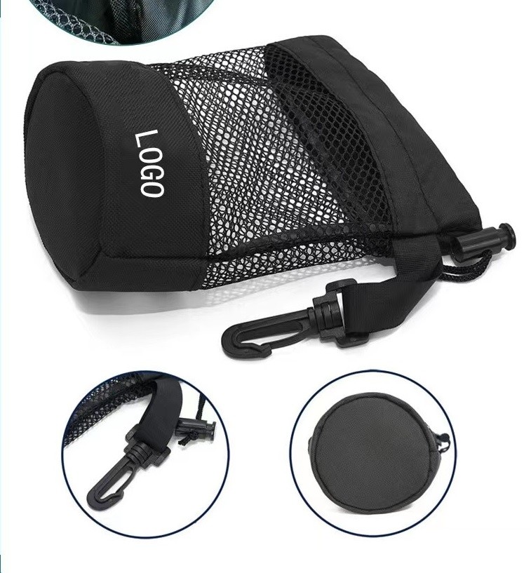 Polyester Sports Drawstring Bag Mesh Pocket Net Pouch For Storage Golf Tennis Ball