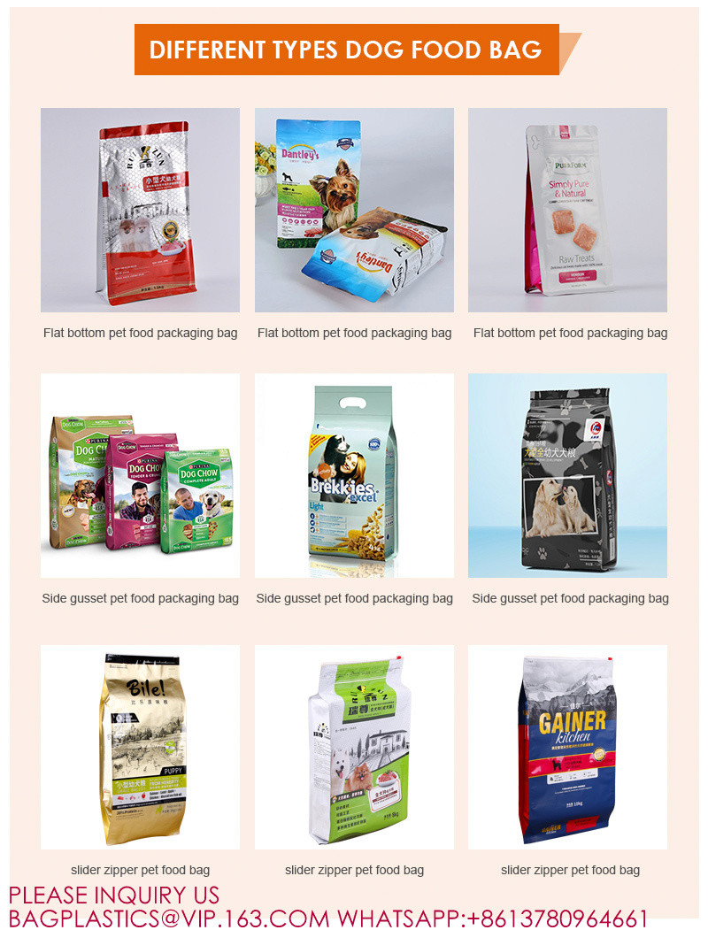 Customized Printing Slide Zipper High Quality Block Bottom Zipper Pouch Avocado Pet Food