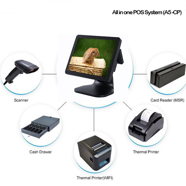 CNC Metal Alloy Stand Restaurant Pos System , LCD TFT Android Point Of Sale System