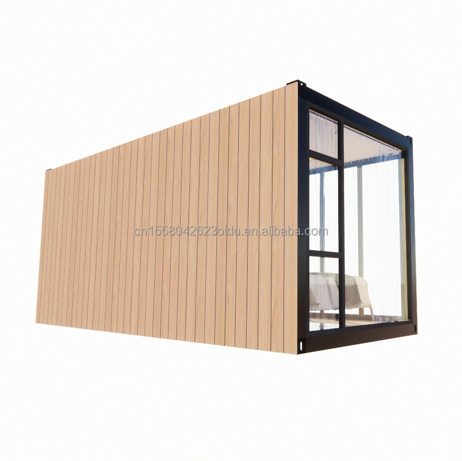 Wooden Sturdy Steel Sun House 20ft Flat Container House with Wall 50/75/100mm Wave Sandwich Panel
