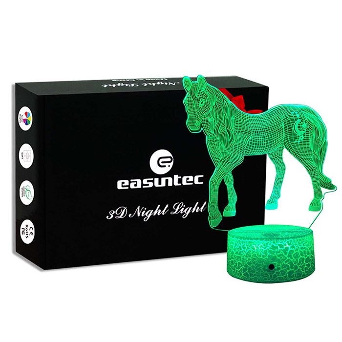 Timer Remote 3D Illusion Night Light Horse Multipurpose For Kids