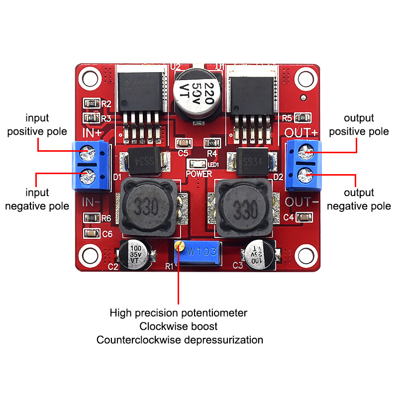CA-2577 DC-DC Automatic Voltage Regulation Module Compatible With Solar Panel LM2596S 3A Step Down/Up Module