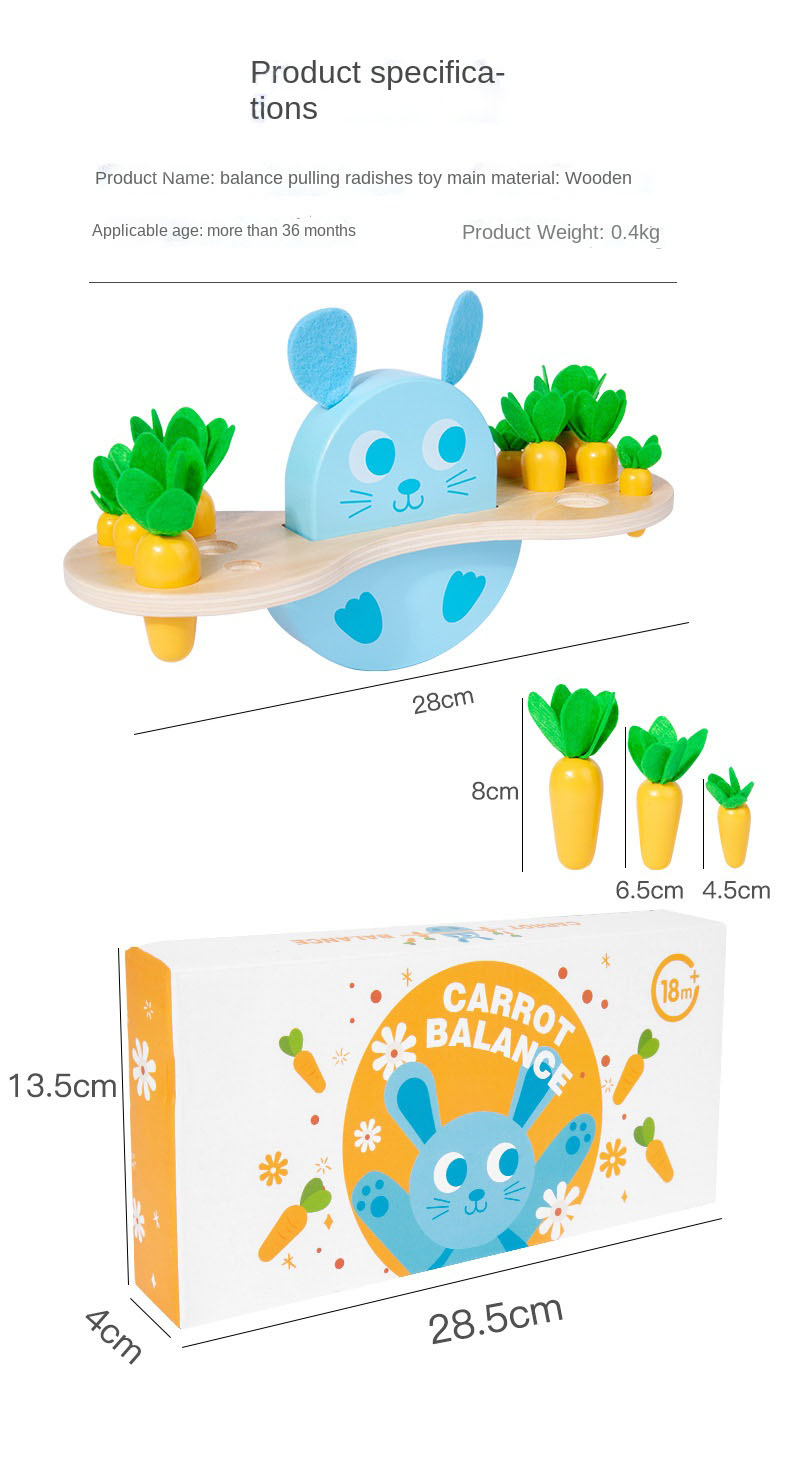Wooden Rabbit Balance Building Block Radish Pulling Game