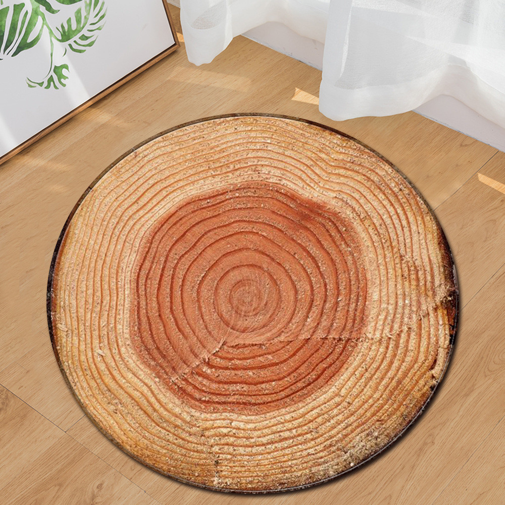 Bedroom Marble Small Circular Rugs Polyester Computer Desk Floor Mat