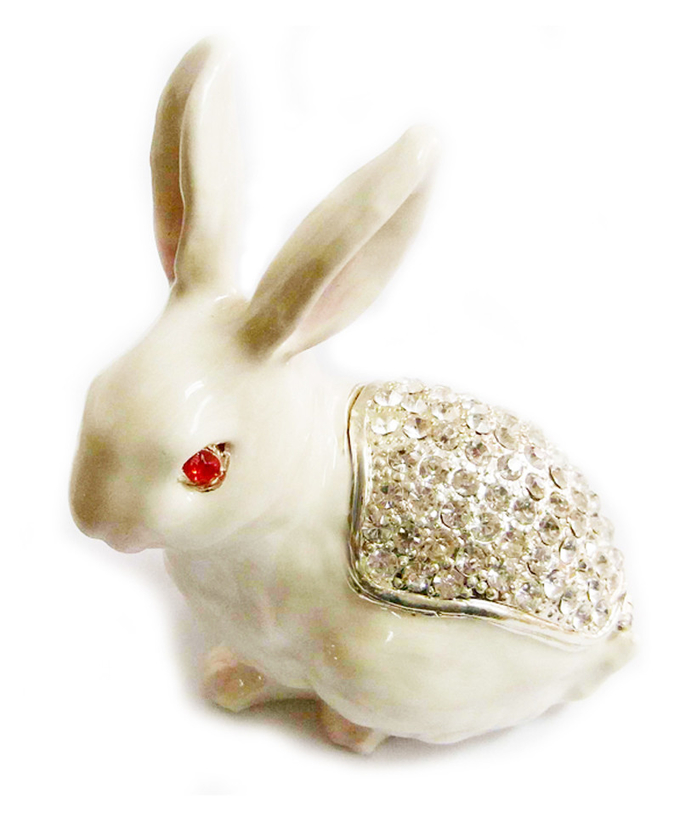 Easter Rabbit Bejeweled Trinket Box Rabbit Jewelry Trinket Box Necklace Ring Holder Easter Easter Bunny Trinket Box