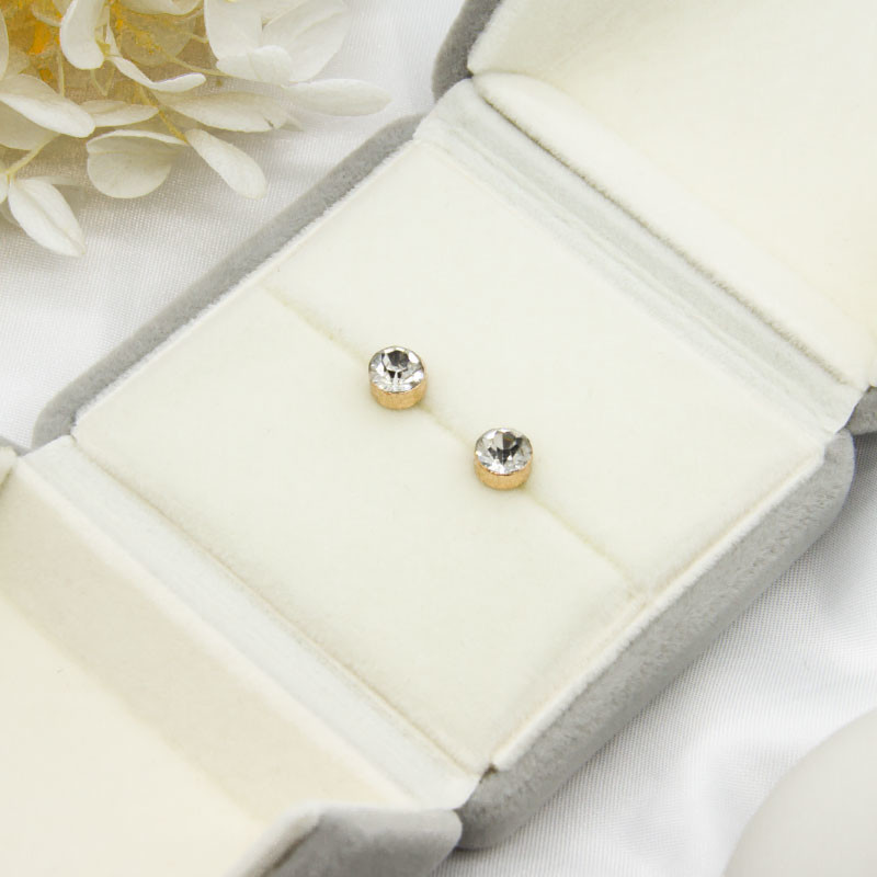 Round Geometry Ear Stud Diamond Faux Pearl Frosted Smooth Surface Beads
