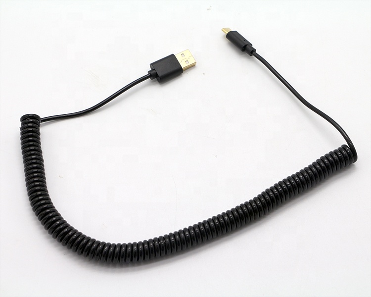 Custom 1M 2M 3M Fast Charging Spring Coiled Spiral USB Type C Cable
