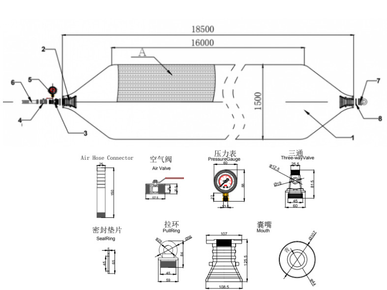 Ship Launching And Lifting Marine Pneumatic Rubber Airbag