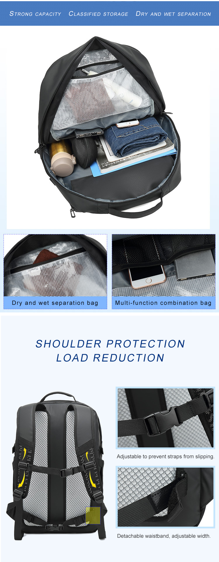 Wear Resistant 24L Functional Folding Travel Backpack For Work