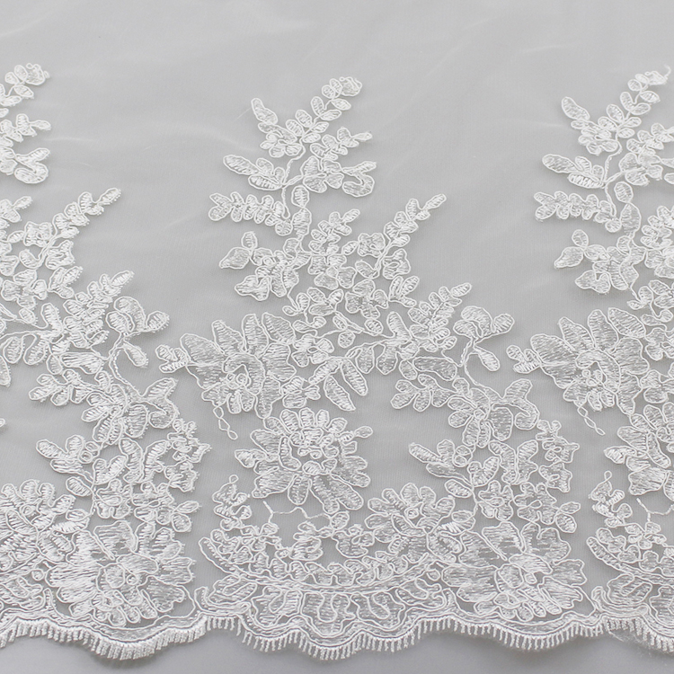 3D polyester nylon cording eyelash lace fabric