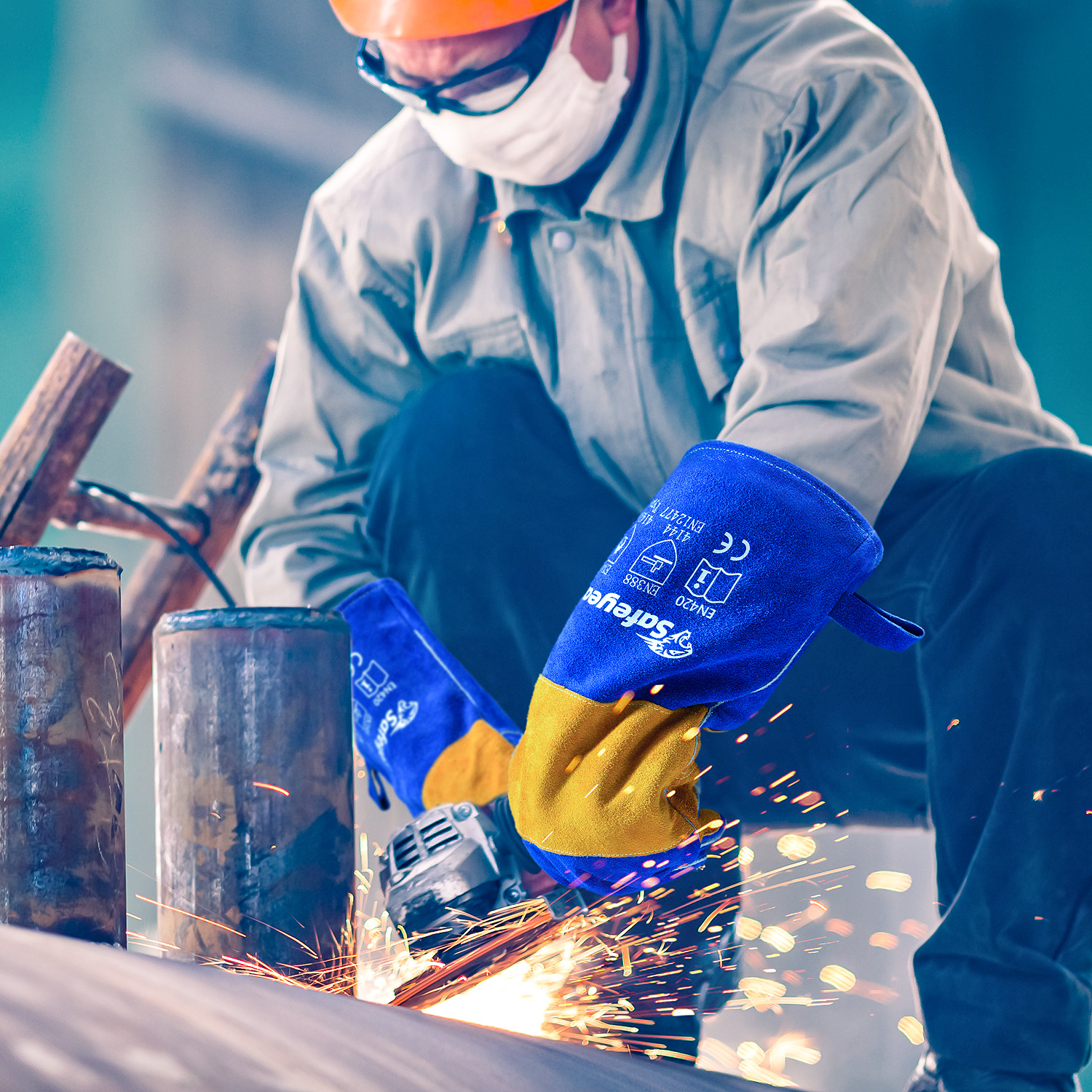 SAFEYEAR 16in Safety Working Gloves Welding Gloves Heat Resistant Flome Resistant